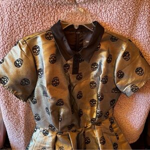 Modcloth Gold and Black Skull Dress